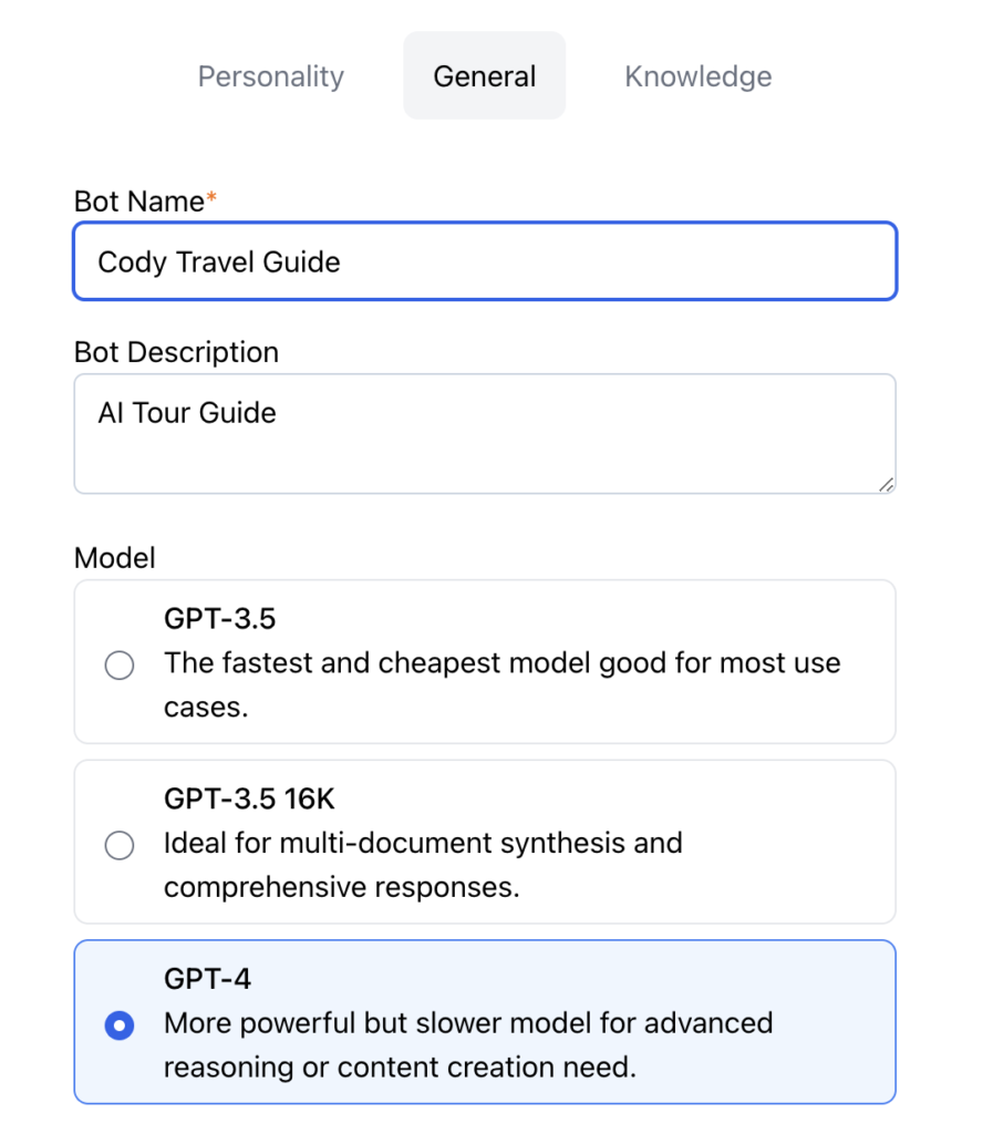General Settings of the bot