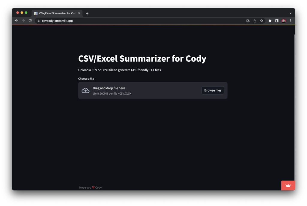 Konwerter CSV/Excel na TXT dla Cody for Training GPT na danych Excel za darmo