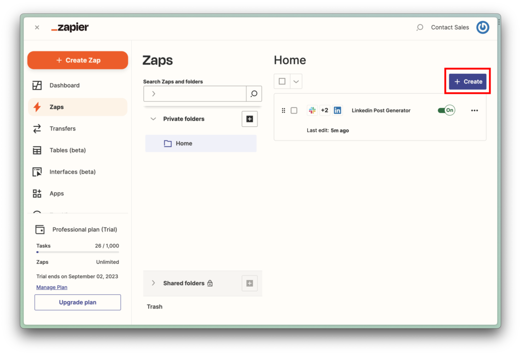 Boost your LinkedIn posts with AI using Cody and Zapier - Creating a Zap