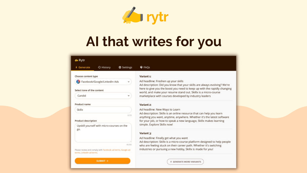 rytr ai copywriting tools